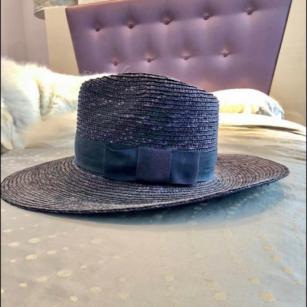 BRIXTON Navy Straw Hat - XS (Size 6 3/4 OR 54cm)